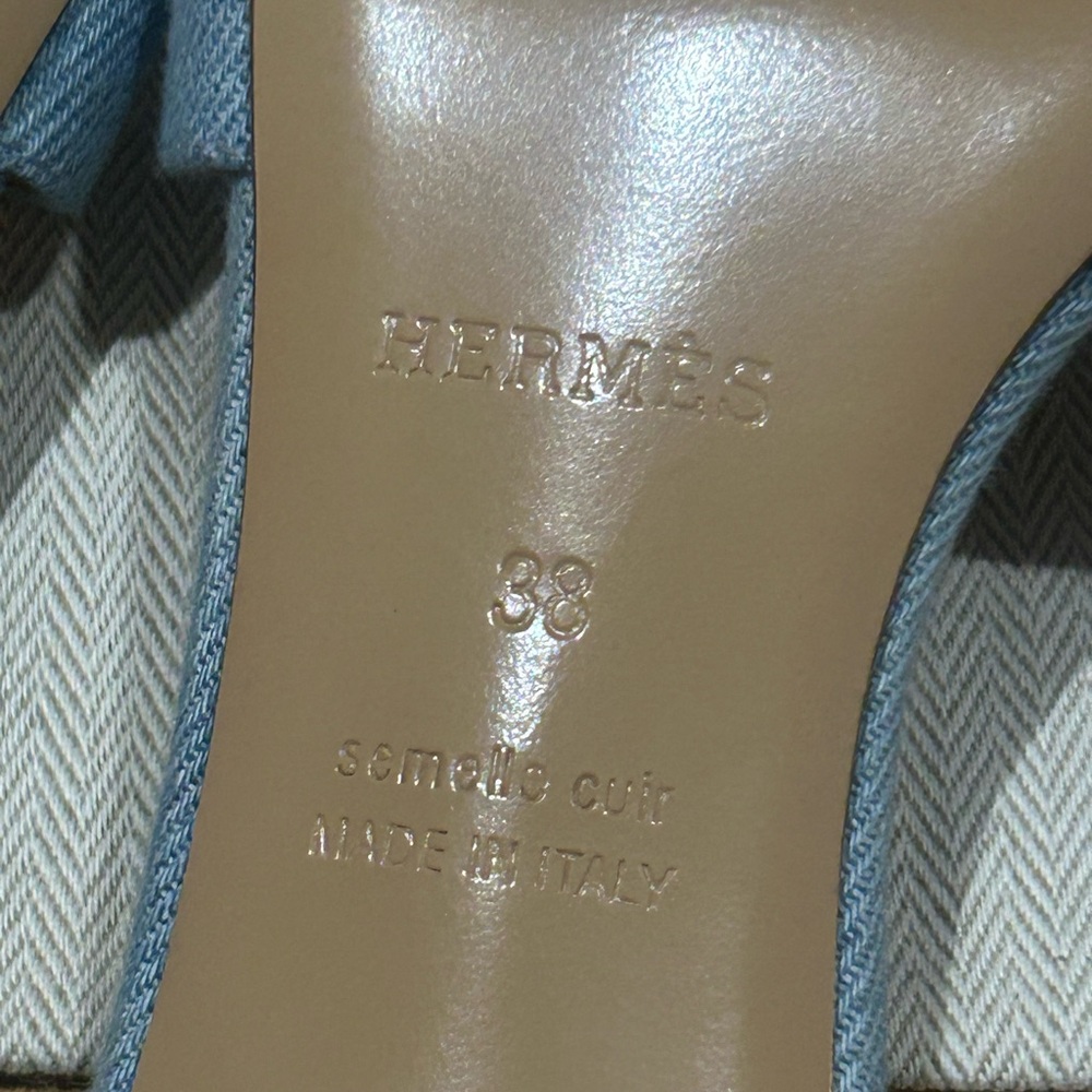 Hermes Light Blue Denim Oasis Sandals size 38 - Picture 10 of 11